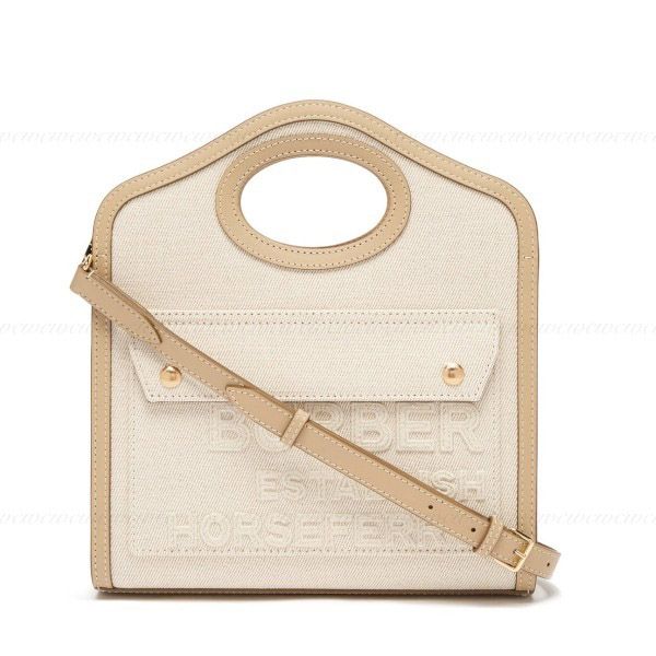 関送込バーバリー ショルダーバッグ コピー☆ポケット ミニクロスボディバッグ ベージュ 1418152